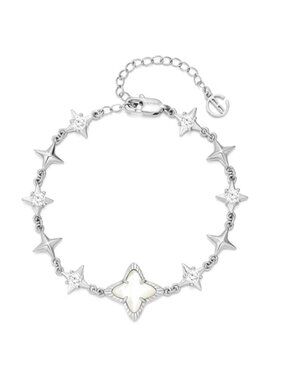 Gold Plated Bracelet Cubic Zirconia Cross Chain Adjustable Womens Jewelry